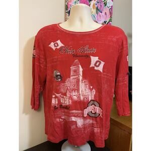 Rare Ohio State University P. Michael Women’s Red Top 3/4 Sleeve Size 1X